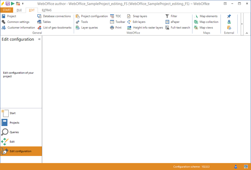 WebOffice author stack menu Edit Configuration
