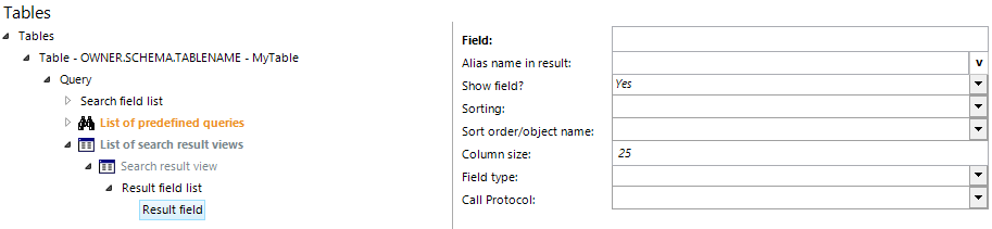 List of search result views List of search result views