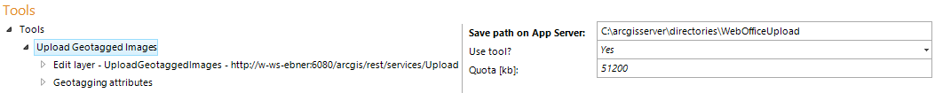 Upload geotagged images tool configuration Upload geotagged images tool configuration