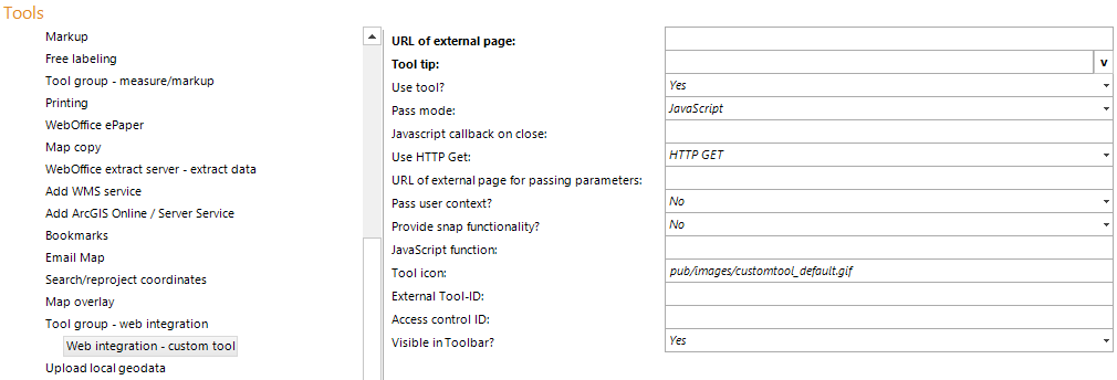 Web Integration - Custom Tool configuration Web Integration - Custom Tool configuration