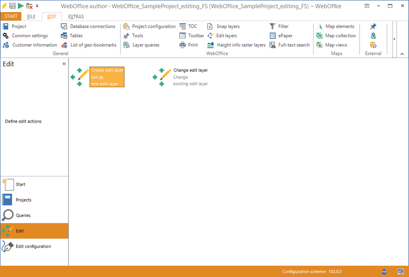 Starting the wizard "Create edit layer"