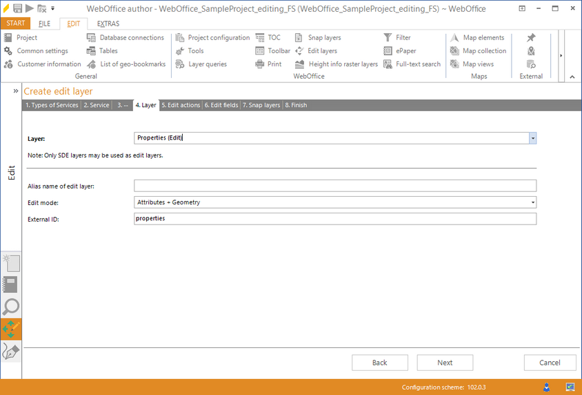 Wizard "Create edit layer" - layer