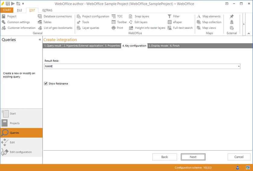 Wizard "Create integration" - key configuration