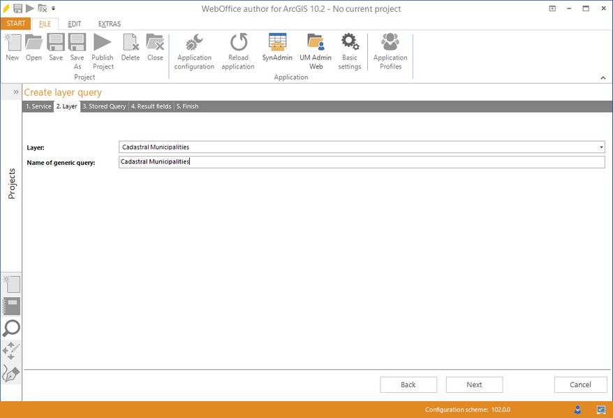 Wizard "Create layer query" - select layer