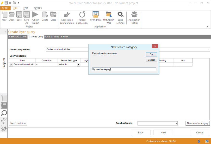Wizard "Create layer query" - create a new search category
