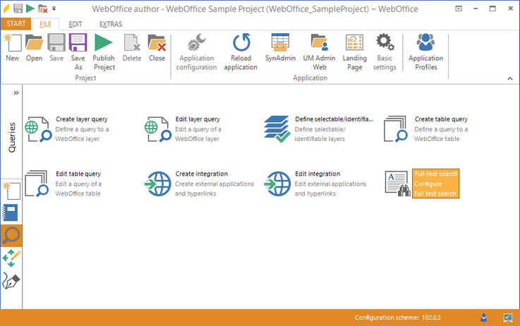 Starting the wizard "Full-text search"