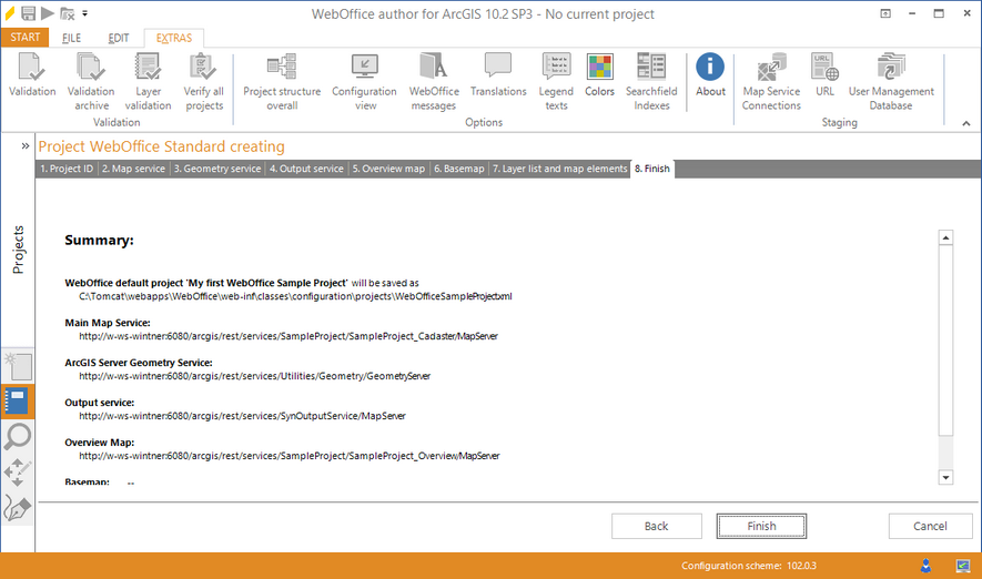 Wizard "Create Project" - finish the wizard Wizard "Create Project" - finish the wizard