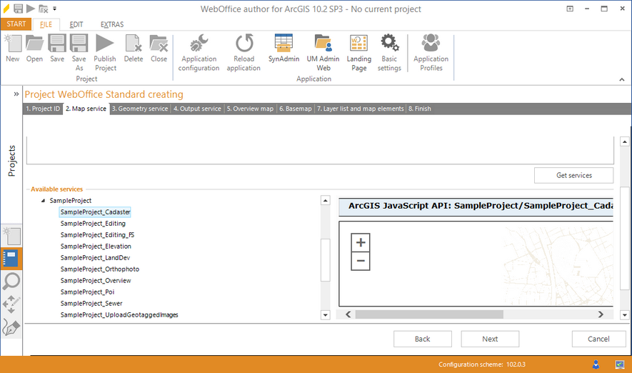 Wizard "Create Project" - map service Wizard "Create Project" - map service