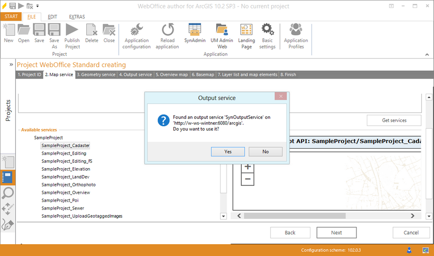 Wizard "Create Project" - using the SynOutputService Wizard "Create Project" - using the SynOutputService