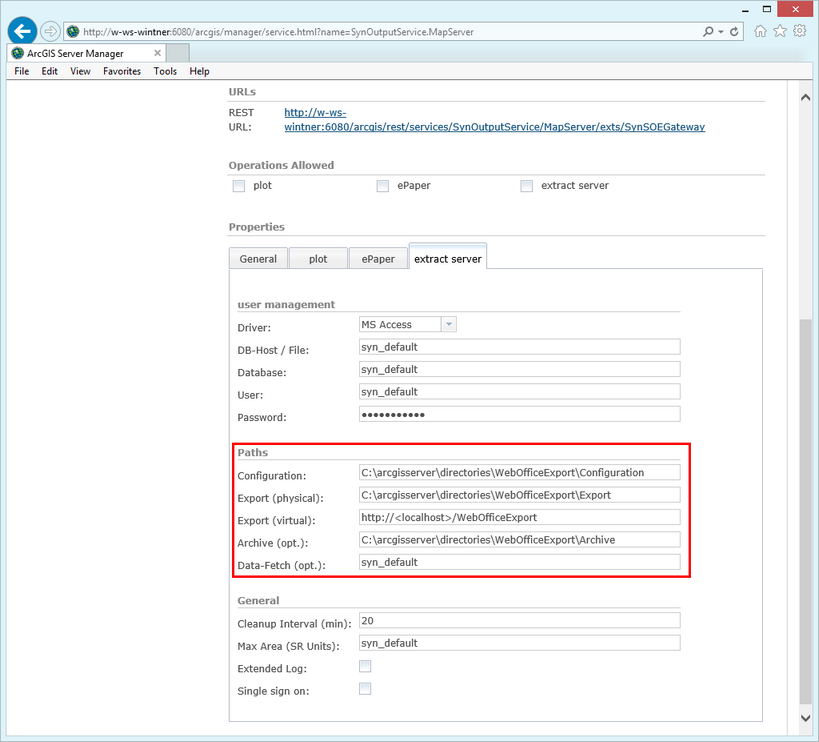 Configure parameters for WebOffice extract server extension