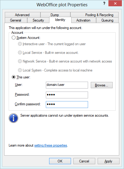 WebOffice plot Properties - Identity