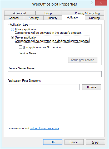 WebOffice plot Properties - Activation