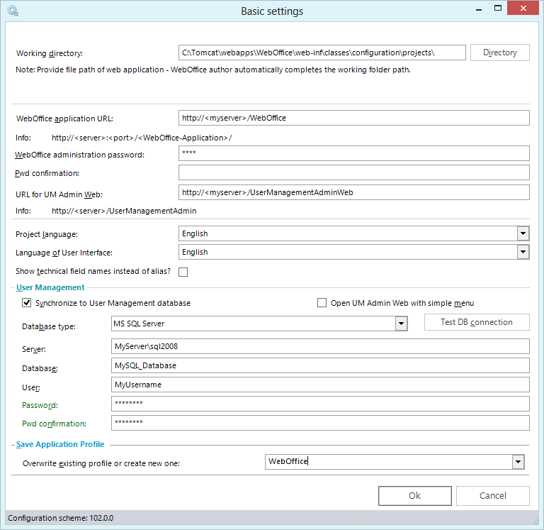 Configure WebOffice usermanagement synchronization in WebOffice author Basic Settings