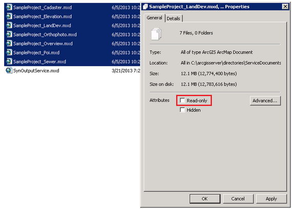 Allow write access to the MXDs Allow write access to the MXDs
