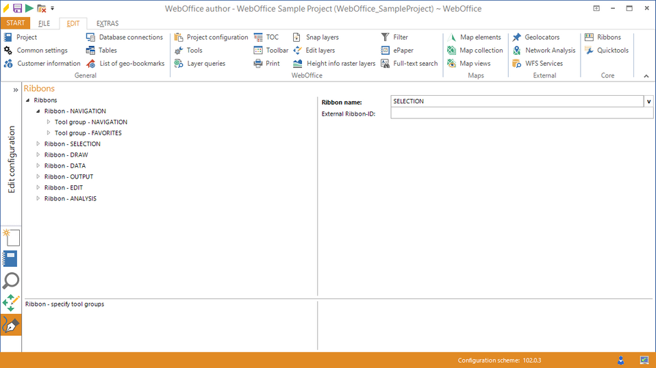 Ribbon set FAVORITES in WebOffice author