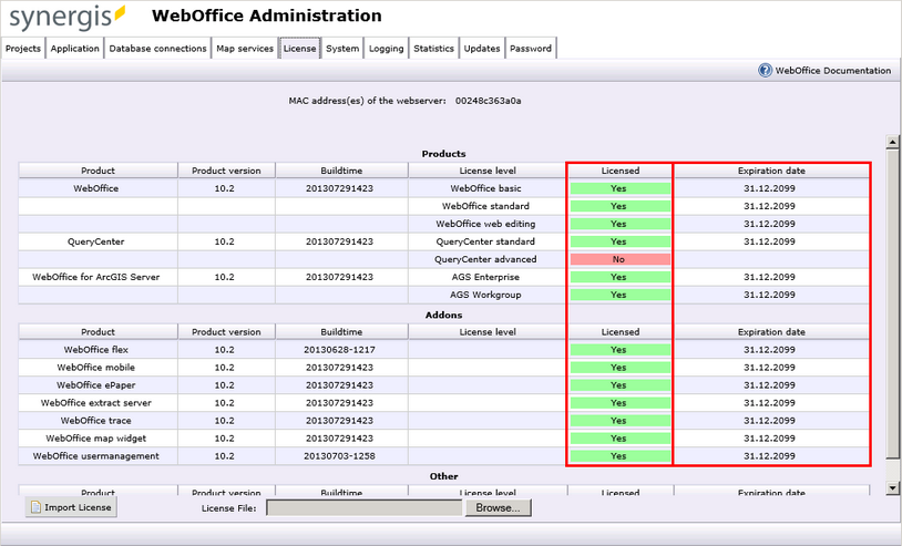 Verifying successful license installation Verifying successful license installation
