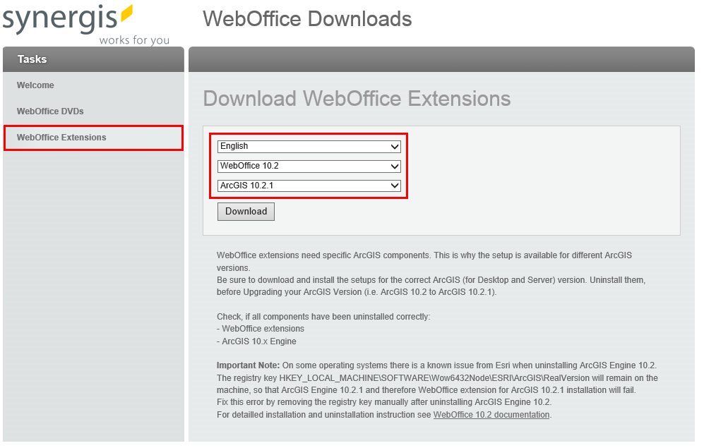 Download the corresponding installation file