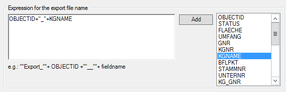 Export name expression