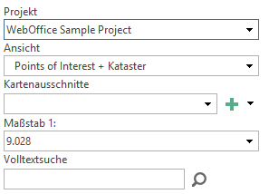 <%PROJECTCENTER%> &nbsp;im Stapelmenü des WebOffice core Clients