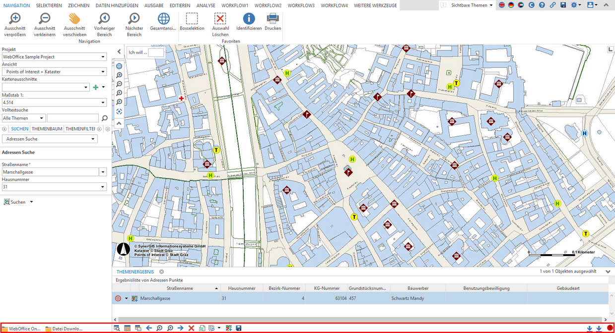 Position der <%STATUSBAR%> im WebOffice core Client