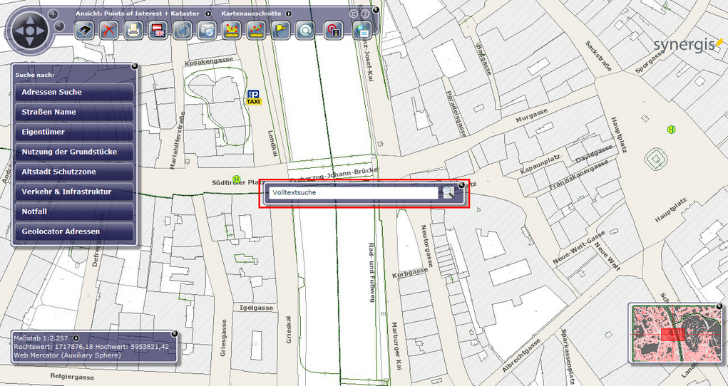 Volltextsuche - Bei Start aktiviert - Mitte der Karte