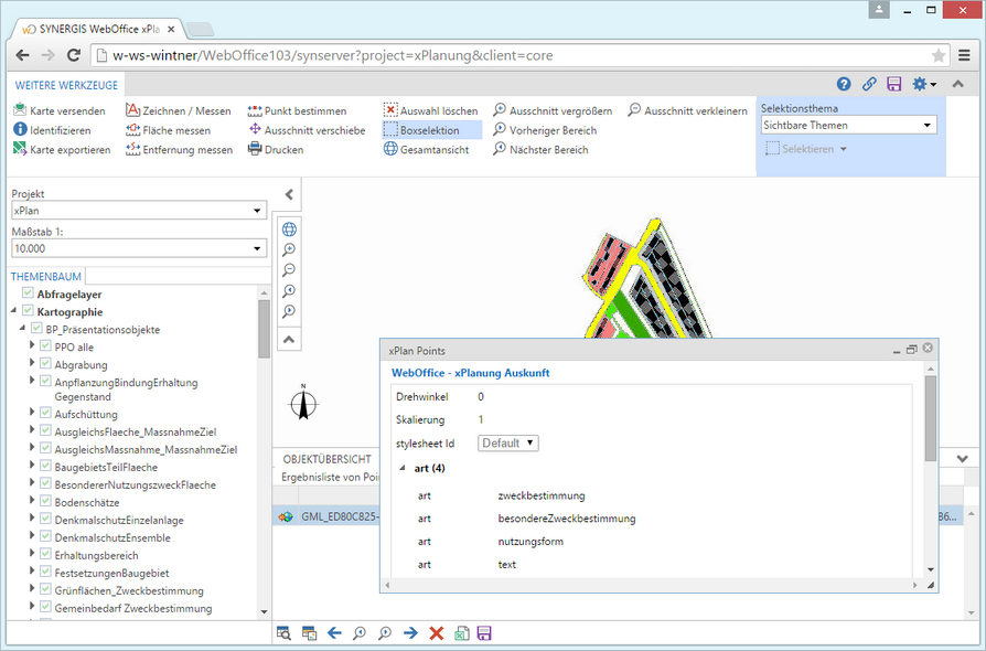 WebOffice - xPlanung Auskunft in the WebOffice core client WebOffice - xPlanung Auskunft in the WebOffice core client