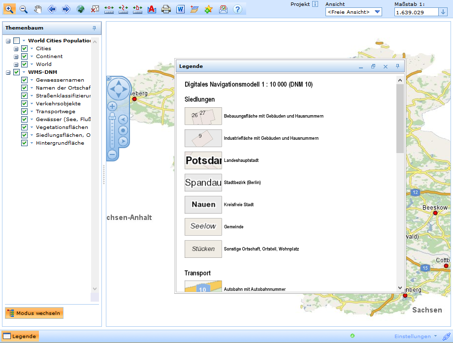 Anzeige einer WMS bzw. WMTS Legende im WebOffice html Client