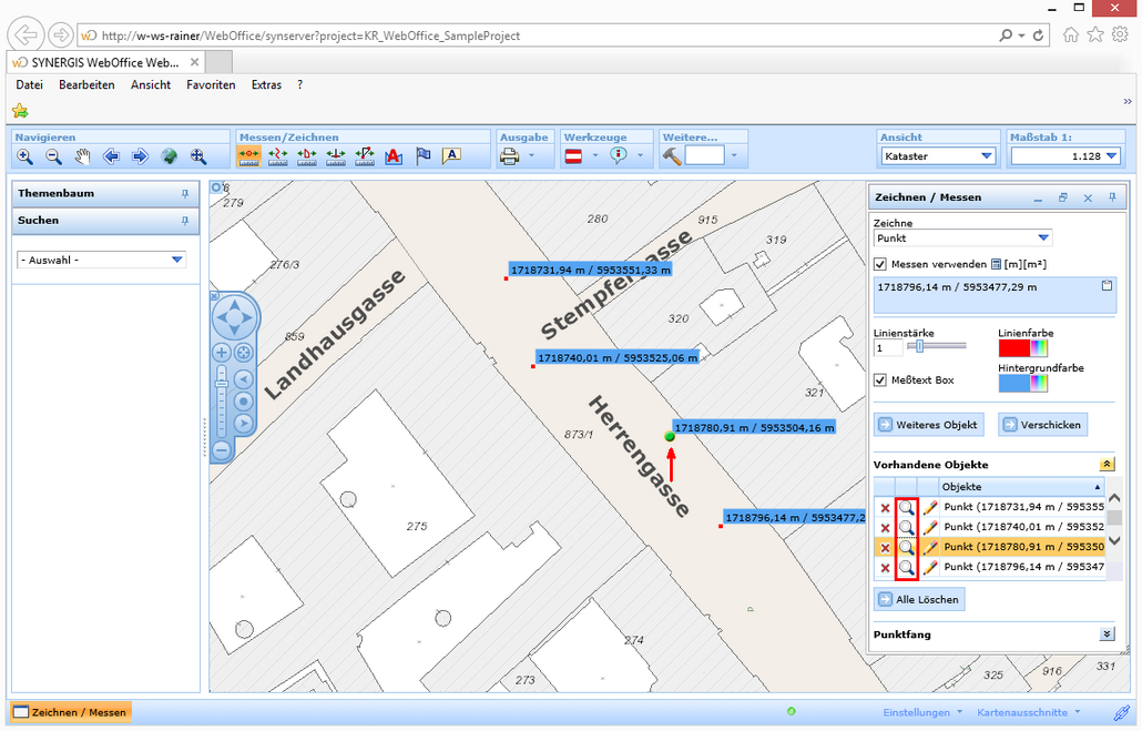 Vorhandene Objekte selektieren und hinzoomen im WebOffice html client Vorhandene Objekte selektieren und hinzoomen im WebOffice html client