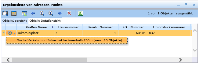 Umgebungssuche in der Ergebnisliste