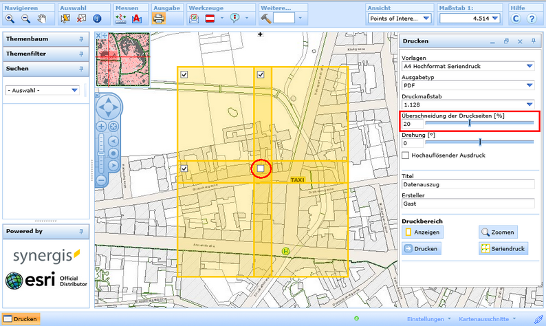 Wählen Sie die zu druckenden Seiten und definieren eine Überschneidung der Druckseiten Wählen Sie die zu druckenden Seiten und definieren eine Überschneidung der Druckseiten