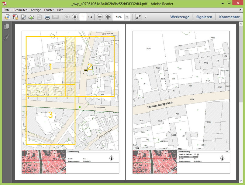 Ausdruck mit Übersichtsseite und drei Seiten Ausdruck mit Übersichtsseite und drei Seiten