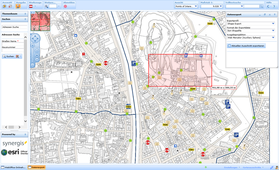 Datenexport mit einem Rechteck Datenexport mit einem Rechteck
