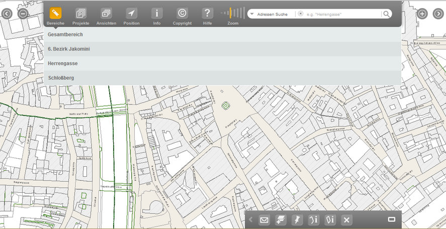 BereichAuswahlliste im WebOffice mobile Client