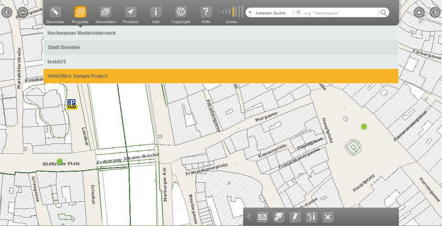 Projektauswahlliste im WebOffice mobile Client Projektauswahlliste im WebOffice mobile Client