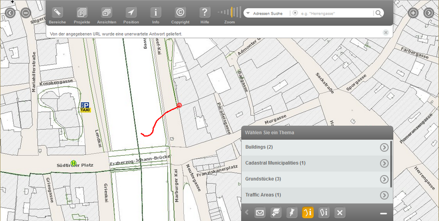 Auswählen über Linie im WebOffice mobile Client Auswählen über Linie im WebOffice mobile Client
