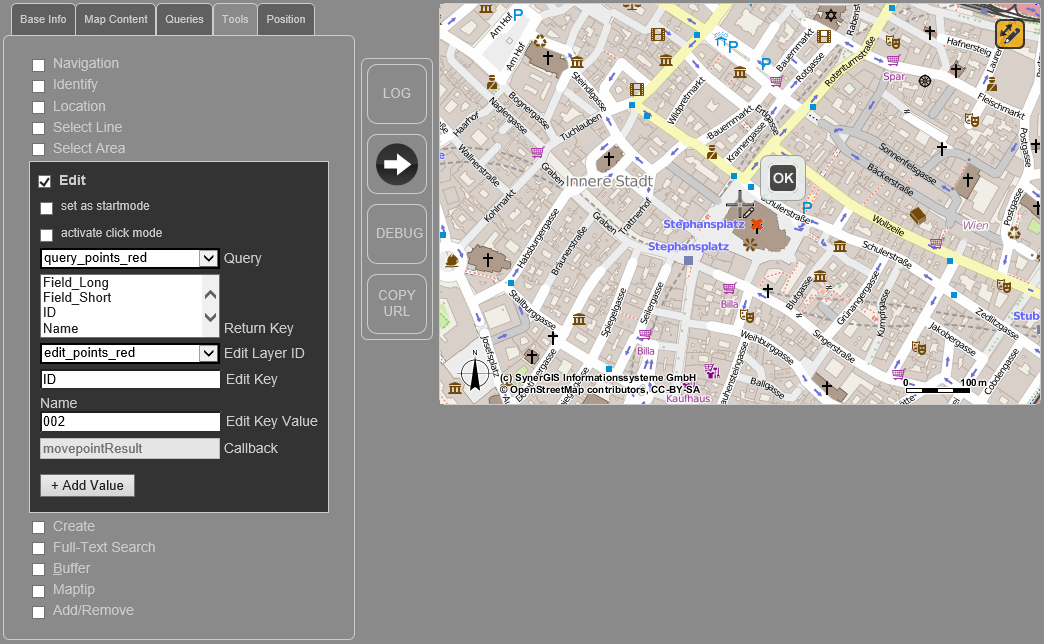 WebOffice map widget Testcontainer - Edit
