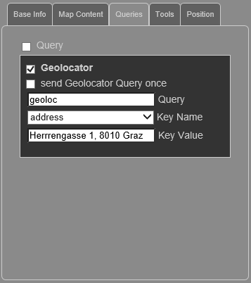 WebOffice map widget Testcontainer - Geolocator Adresssuche