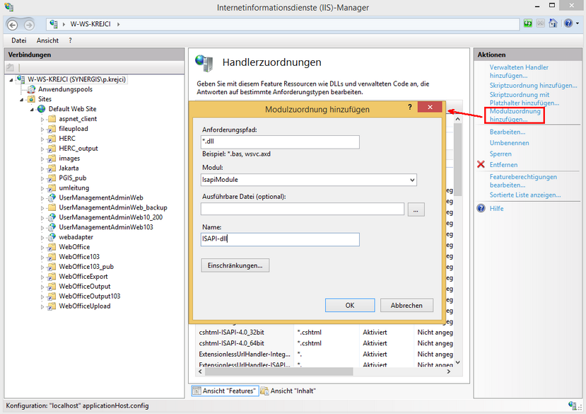Isapi Modul hinzufügen - Modulzuordnung hinzufügen Isapi Modul hinzufügen - Modulzuordnung hinzufügen