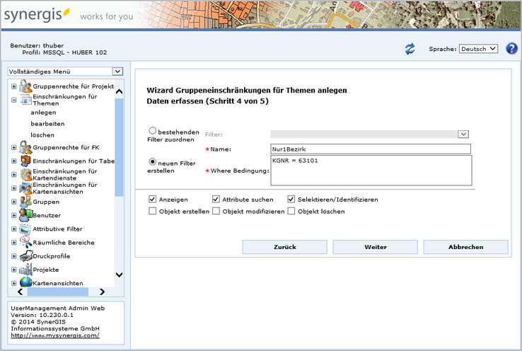 Anlegen Gruppeneinschränkungen für Themen - Schritt 4 Daten erfassen Anlegen Gruppeneinschränkungen für Themen - Schritt 4 Daten erfassen