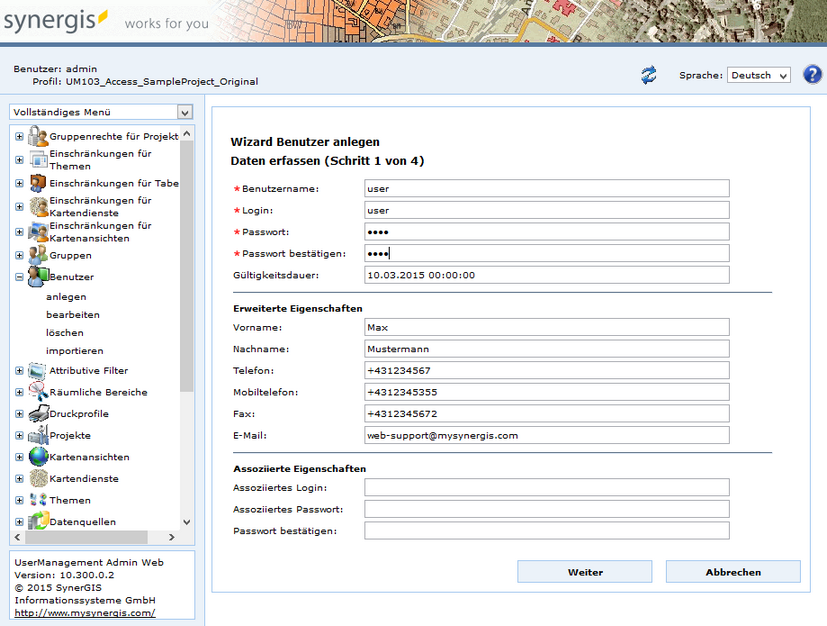 Benutzer anlegen - Schritt 1 Benutzer anlegen - Schritt 1