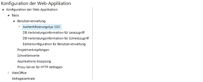 Konfiguration Authentifizierungstyp SSO Konfiguration Authentifizierungstyp SSO