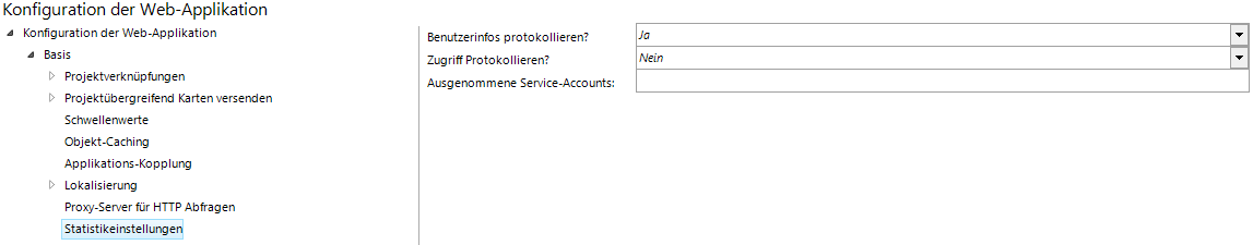 Konfiguration - Statistikeinstellungen Konfiguration - Statistikeinstellungen