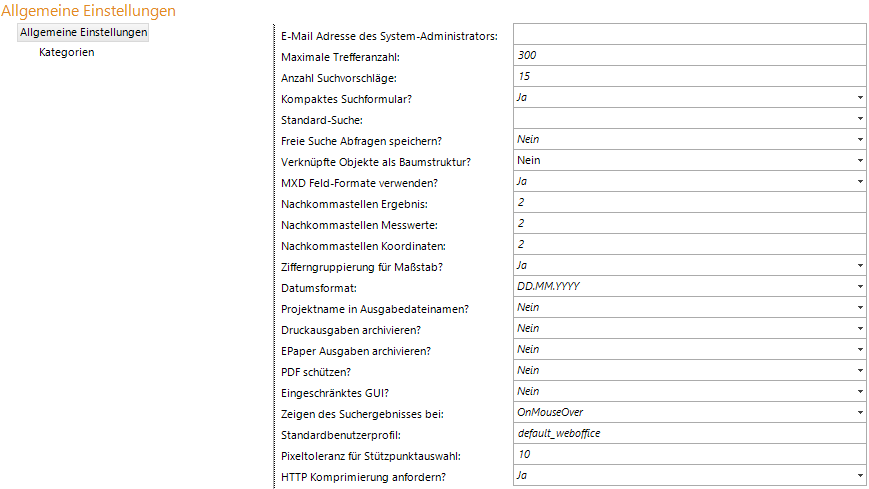 Allgemeine Einstellungen - Konfigurationsparameter Allgemeine Einstellungen - Konfigurationsparameter