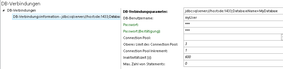 DB-Verbindungen - Konfigurationsparameter DB-Verbindungen - Konfigurationsparameter