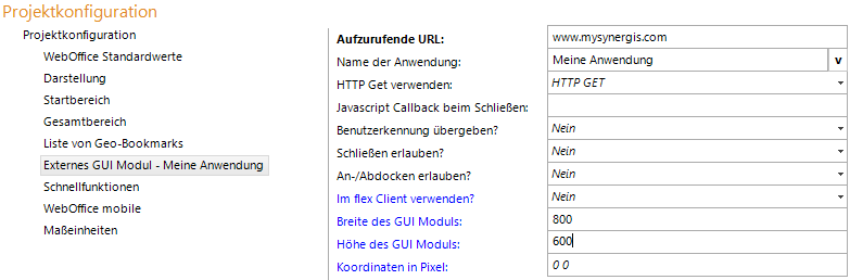 Konfiguration Externes GUI Modul