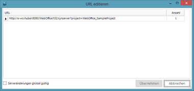 URL editieren Dialogfenster