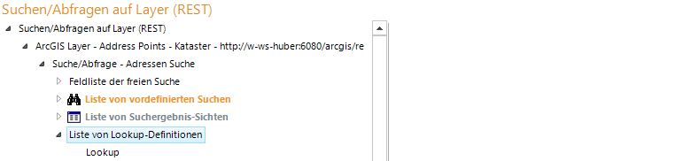 Liste von Lookup-Definitionen Konfiguration - Layer Abfrage (selbiges für Tabellenabfrage) Liste von Lookup-Definitionen Konfiguration - Layer Abfrage (selbiges für Tabellenabfrage)