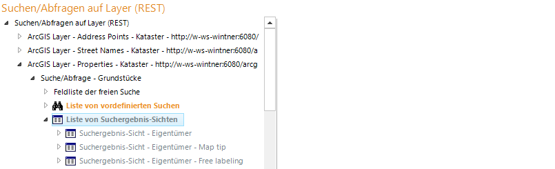 Konfiguration Liste von Suchergebnis-Sichten Konfiguration Liste von Suchergebnis-Sichten