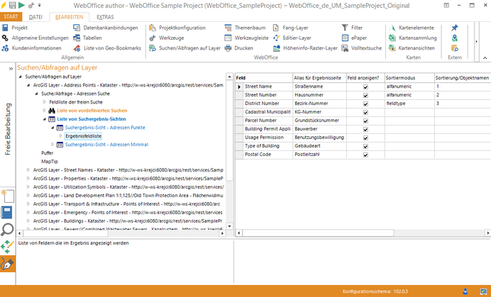 Anzeige der Resultatfelder nach Modus Ansicht wechseln