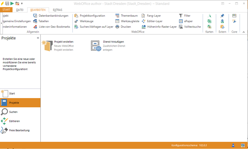 WebOffice author Stapelmenü Projekte